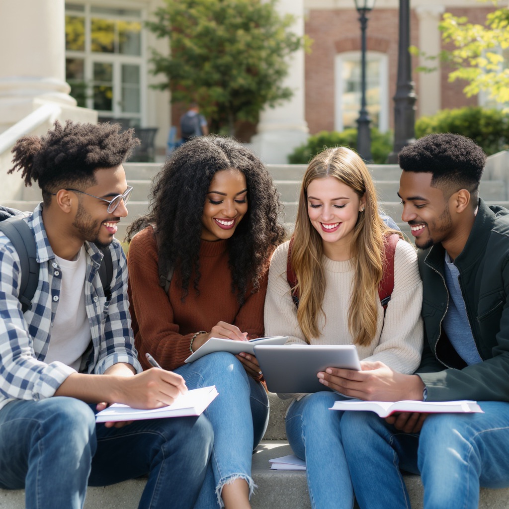 Students walking on campus